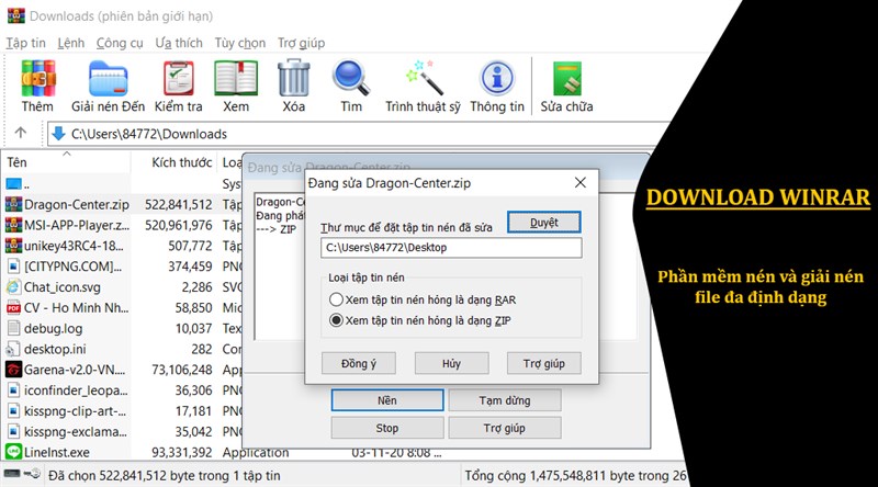 Download WinRAR 550 Final Key  Phần mềm nén giải nén file mới nhất