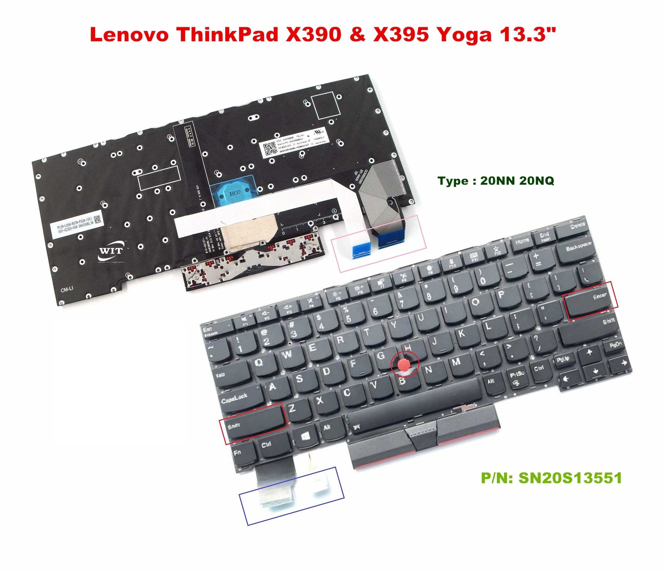 Bàn phím laptop Lenovo Thinkpad Yoga X390 X395, 20NN 20NQ (PHÍM ÂM KO  KHUNG) - Hiển Laptop