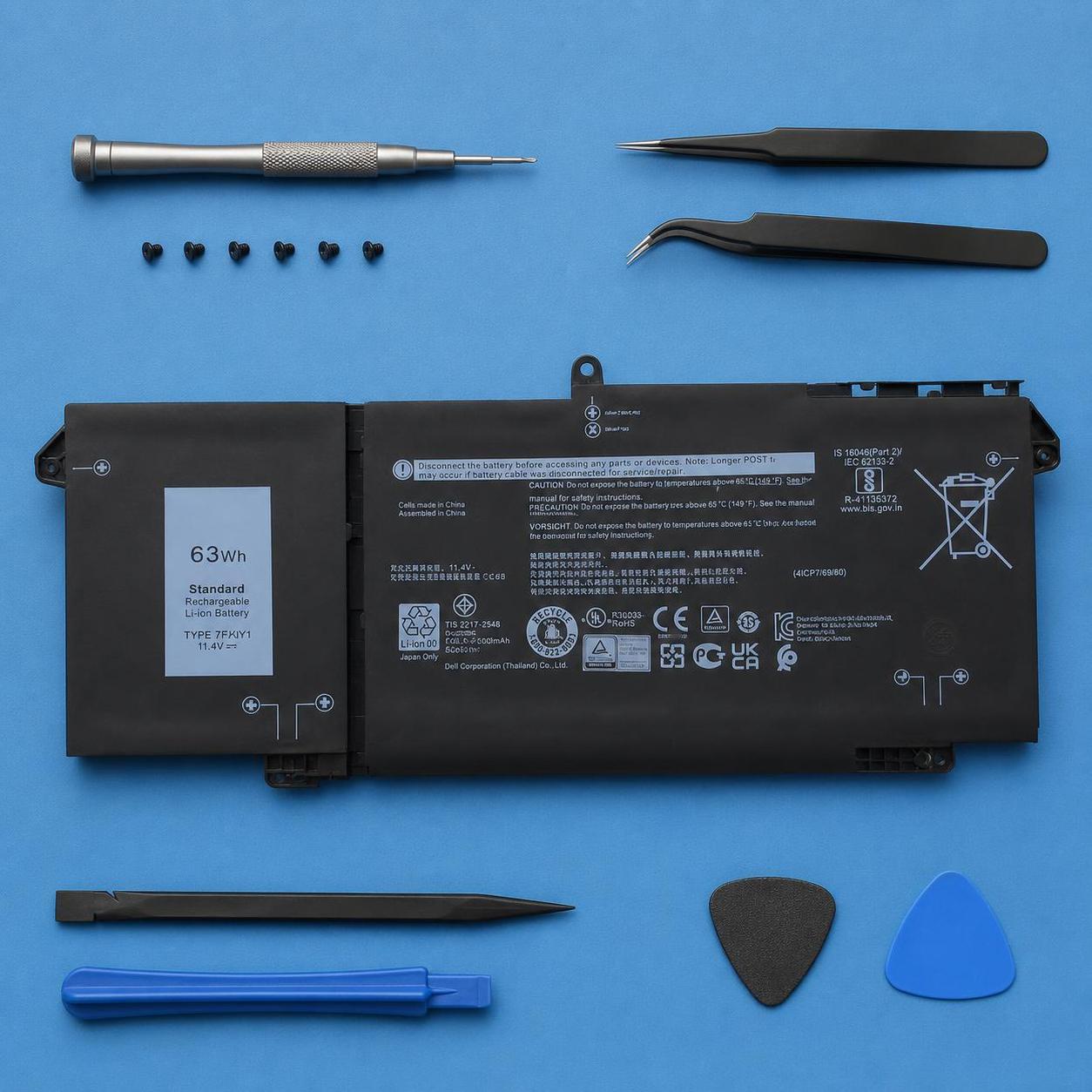 Pin laptop Dell Latitude 5320 7320 7420 7520, 7FMXV 63WH (ZIN) - 4 CELL 4
