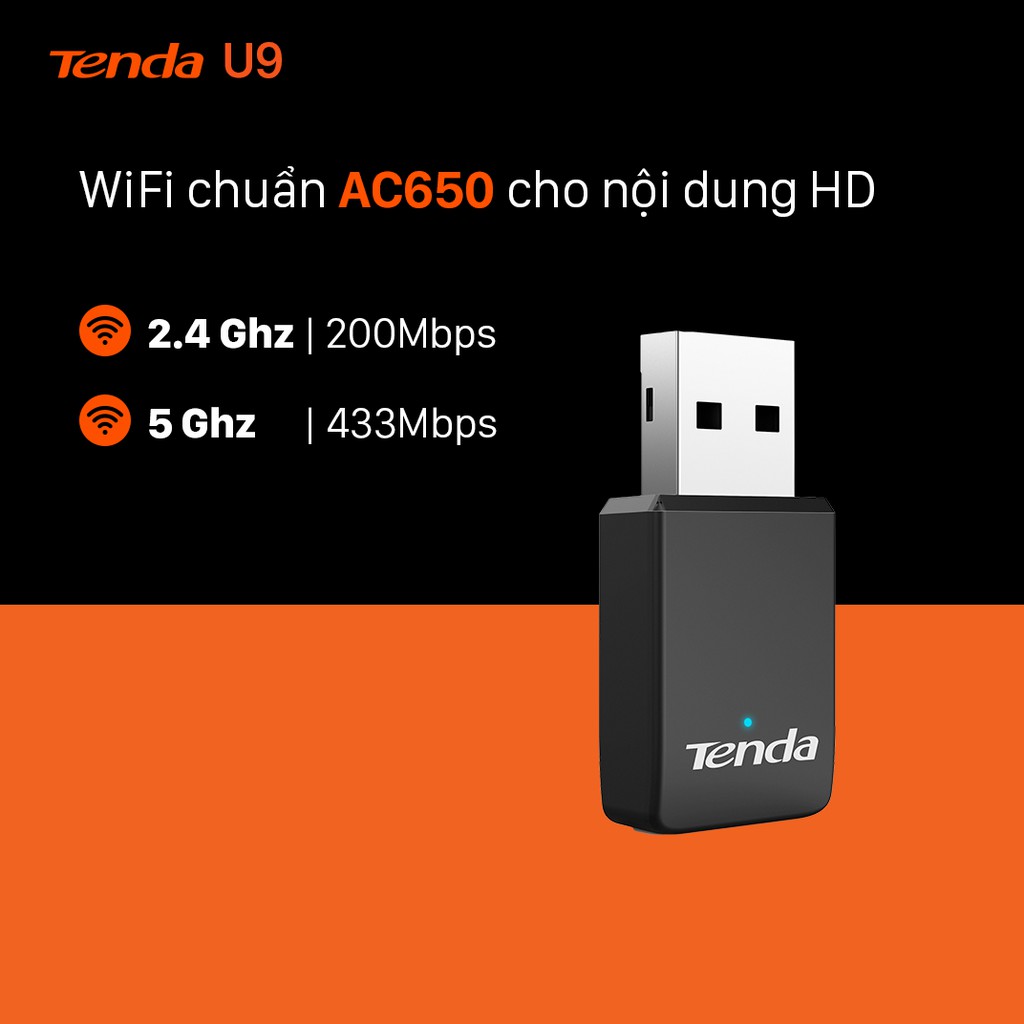 Usb Thu Wifi Tenda U9 Ac650 (Mini - 2.4ghz/5ghz) - nhập khẩu chất lượng 1