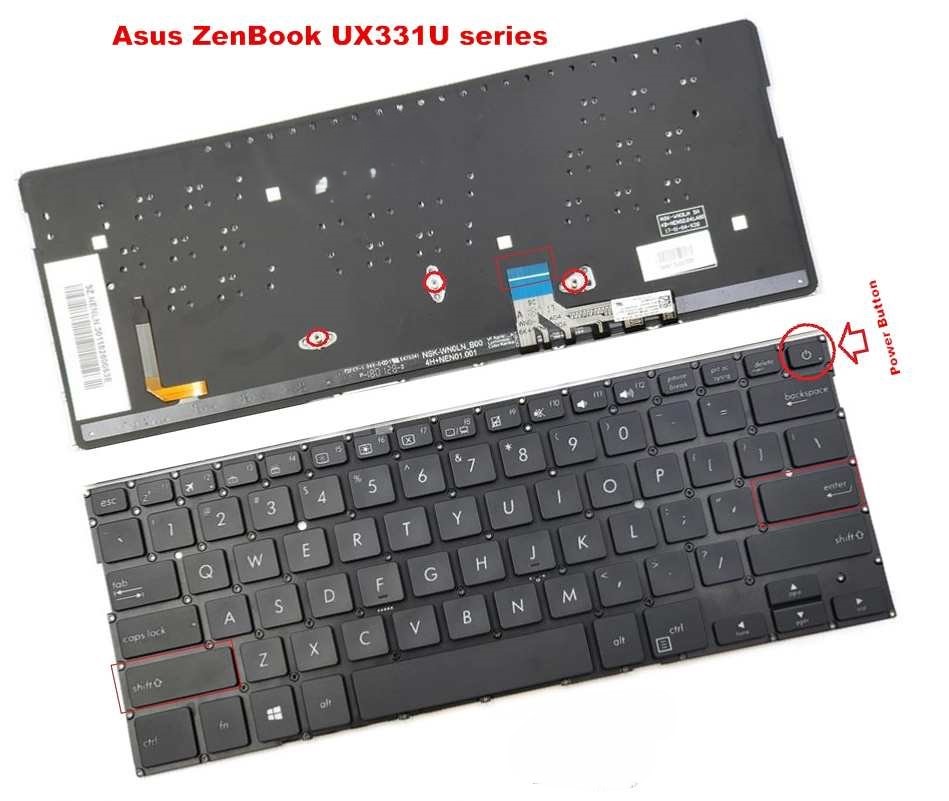 Bàn phím laptop Asus Zenbook 13 UX331, UX331U, UX331UA, UX331UN, UX331F, UX331FA (LED, BH 6TH) 1