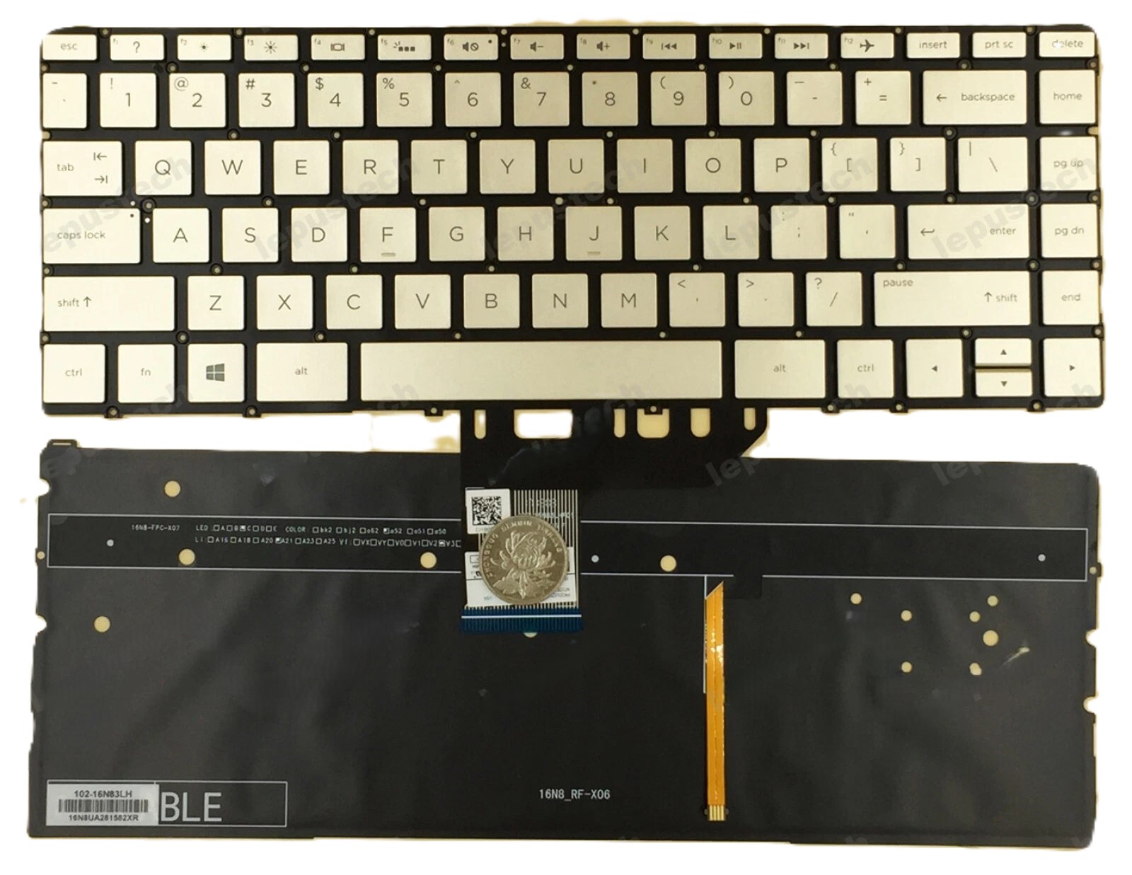 Bàn phím laptop HP Spectre X360 Envy 13-aq000, 13-af000, 13-an000, 13-ar000, 13-da000, 13-w000, 13-bf000 (Vàng, LED, BH 6TH) 1