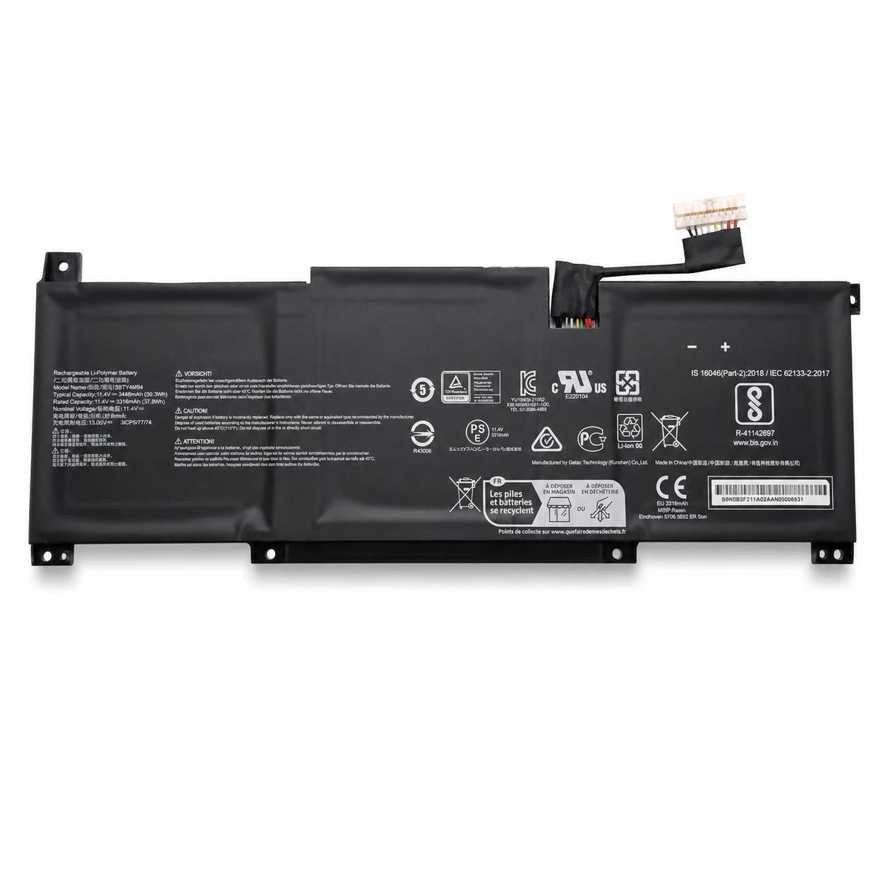 Pin laptop MSI Modern 14 C11M, C12M, C7M,C7MG, C12MO, Series 3ICP5/71/74 BTY-M494 (3 cell)(ZIN) - 3 CELL *JACK TRẮNG 8 PIN* 2
