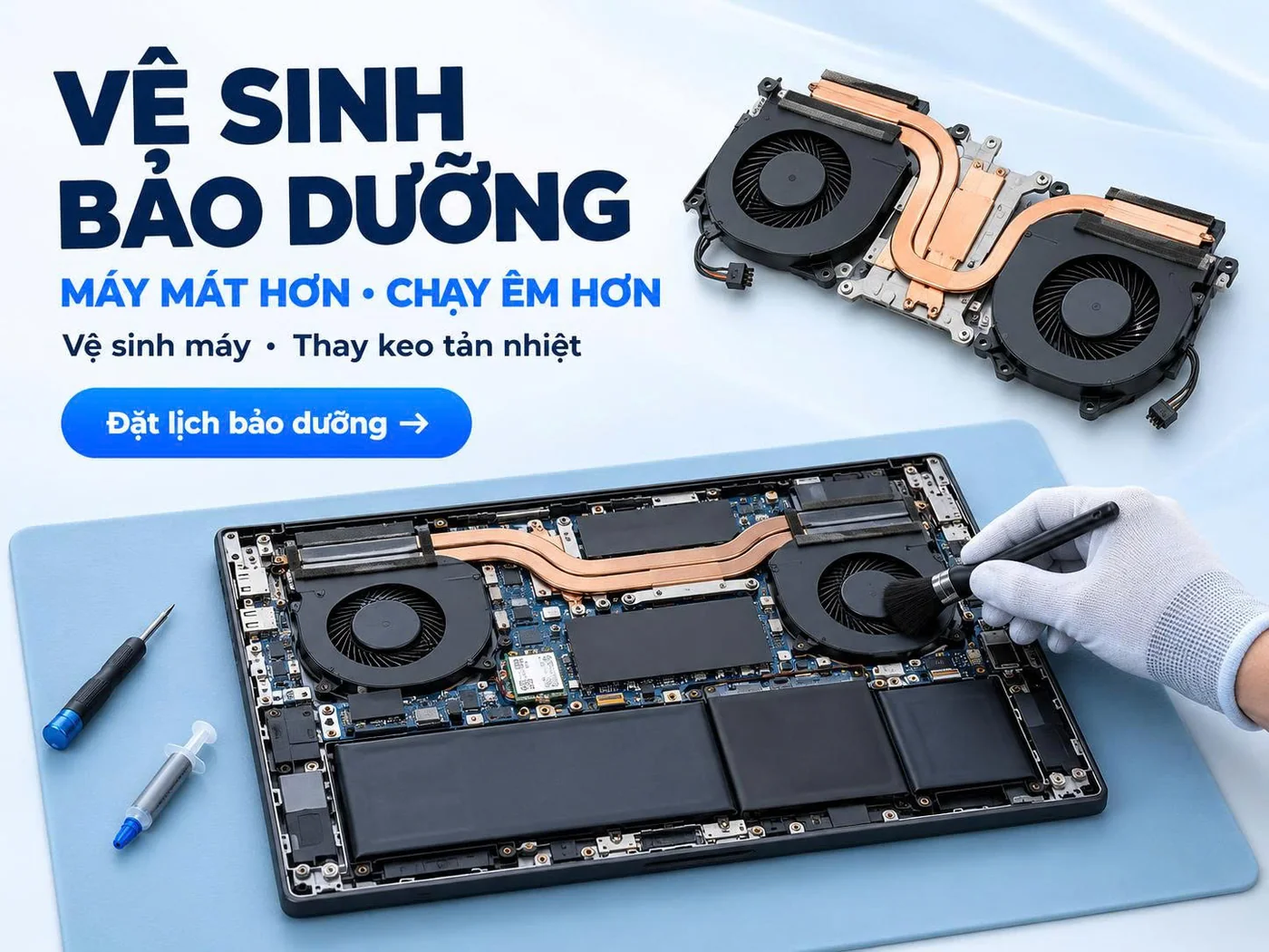 Vệ sinh, bảo dưỡng laptop, thay keo tản nhiệt - Hiển Laptop