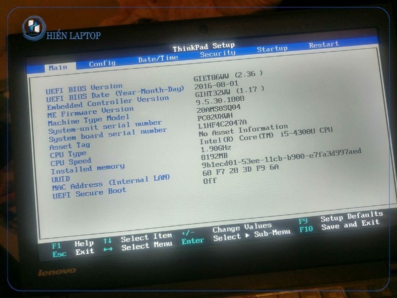 Cách vào BIOS của Lenovo bằng nút Novo